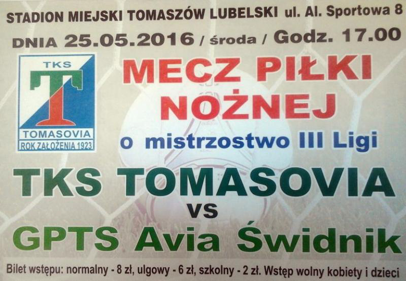 Mecz TKS Tomasovia - GPTS Avia Świdnik
